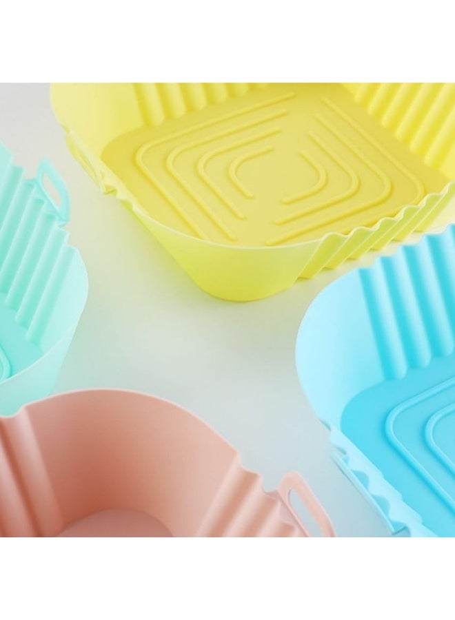 قطعتان من بطانة القلاية الهوائية المصنوعة من السيليكون القابل لإعادة الاستخدام، مربعة الشكل 16 سم - وعاء قلاية هوائية غير لاصق ومقاوم للحرارة، سلة سيليكون متعددة الألوان لطهي صحي أكثر - Image 5